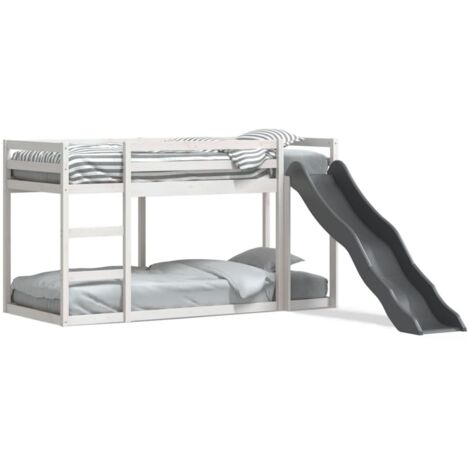 Lit simple，Lit adulte，Lit superposé avec toboggan/échelle blanc 90x200 cm pin massif CFW82815