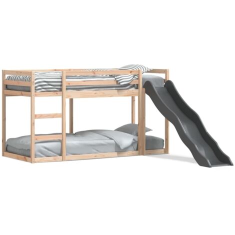 Lit simple,Lit adulte,Lit superposé avec toboggan et échelle 80x200cm bois pin massif CFW38368