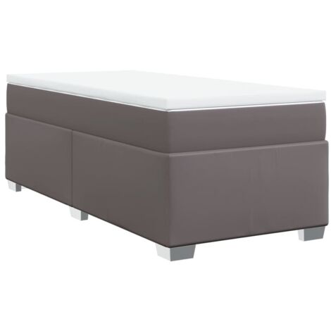 Lit simple，Lit adulte，Sommier à lattes de lit avec matelas Gris 90x190 cm Similicuir CFW7317274