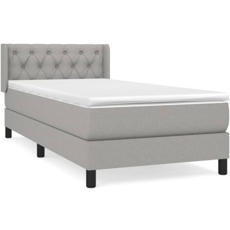 Lit simple，Lit adulte，Sommier à lattes de lit avec matelas Gris clair 80x200 cm Tissu CFW2738662