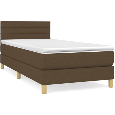 Lit simple，Lit adulte，Sommier à lattes de lit avec matelas Marron foncé 100x200 cm CFW5431540
