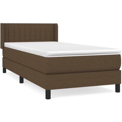 Lit simple,Lit adulte,Sommier à lattes de lit avec matelas Marron foncé 90x200 cm CFW7403442