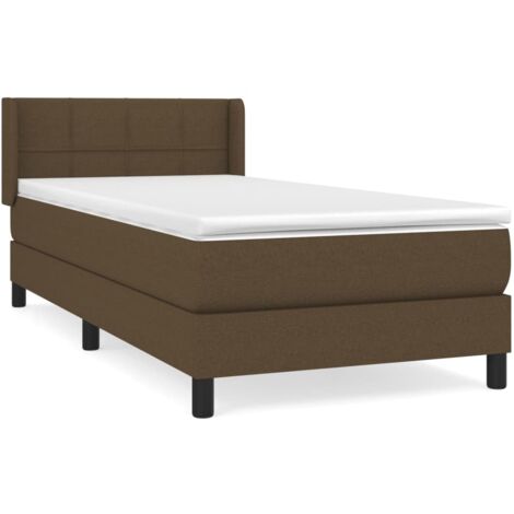 Lit simple，Lit Adulte，Sommier à lattes de lit avec matelas Marron foncé 90x200 cm CFW978633