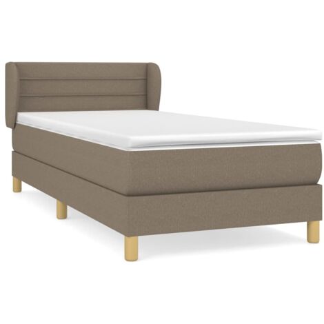 Lit simple，Lit Adulte，Sommier à lattes de lit avec matelas Taupe 100x200 cm Tissu CFW199658
