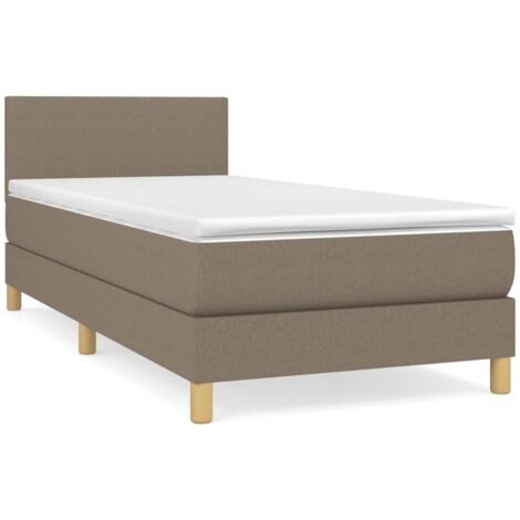 Lit simple,Lit adulte,Sommier à lattes de lit avec matelas Taupe 100x200 cm Tissu CFW6613870