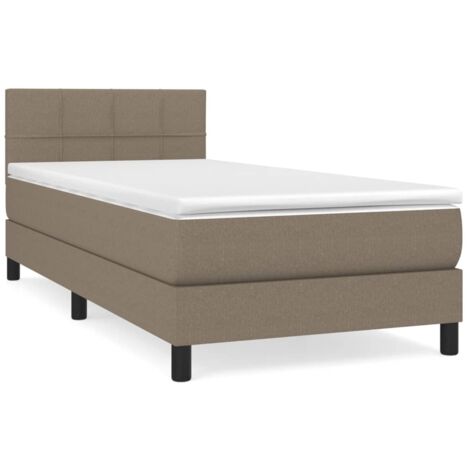 Lit simple，Lit adulte，Sommier à lattes de lit avec matelas Taupe 80x200 cm Tissu CFW6074288