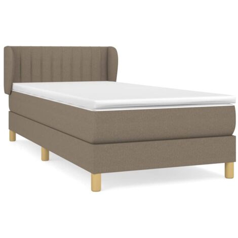Lit simple，Lit adulte，Sommier à lattes de lit avec matelas Taupe 90x190 cm Tissu CFW2493119