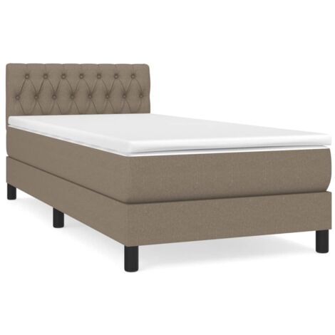 Lit simple，Lit adulte，Sommier à lattes de lit avec matelas Taupe 90x200 cm Tissu CFW4077950