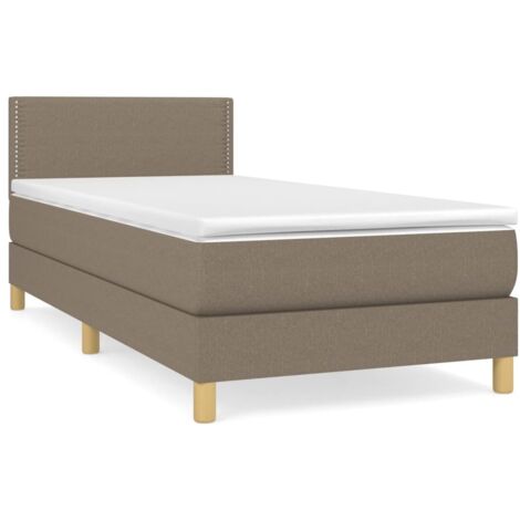Lit simple，Lit adulte，Sommier à lattes de lit avec matelas Taupe 90x200 cm Tissu CFW6123096