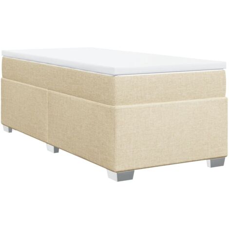 Lit simple，Lit adulte，Sommier à lattes de lit et matelas Crème 90x190 cm Tissu CFW5371133