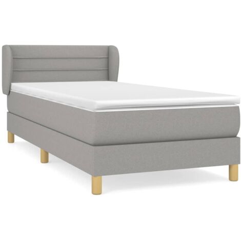 Lit simple，Lit adulte，Sommier à lattes de lit et matelas Gris clair 90x190 cm Tissu CFW5012236