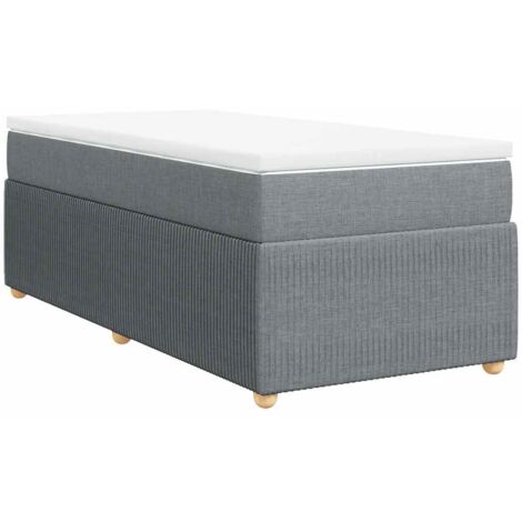 Lit simple,Lit adulte,Sommier à lattes de lit et matelas Gris clair 90x190 cm Tissu CFW5695191