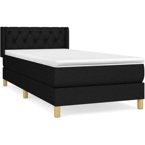 Lit simple，Lit adulte，Sommier à lattes de lit et matelas Noir 80x200 cm Tissu CFW2346404