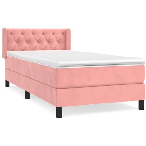 Lit simple，Lit adulte，Sommier à lattes de lit et matelas Rose 80x200 cm Velours CFW2980388