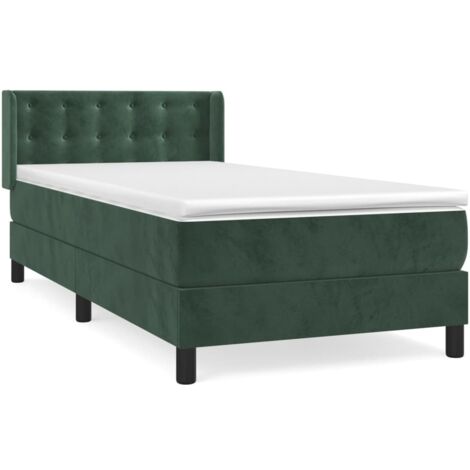 Lit simple,Lit adulte,Sommier à lattes de lit et matelas Vert foncé 80x200 cm Velours CFW1473242