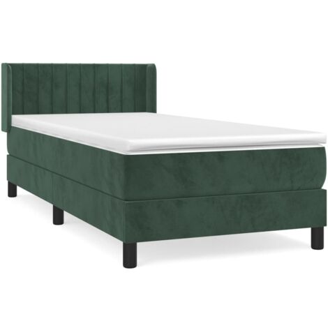 Lit simple,Lit adulte,Sommier à lattes de lit et matelas Vert foncé 80x200 cm Velours CFW6133026