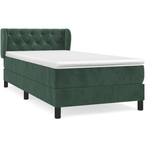 Lit simple,Lit adulte,Sommier à lattes de lit et matelas Vert foncé 80x200 cm Velours CFW6697787