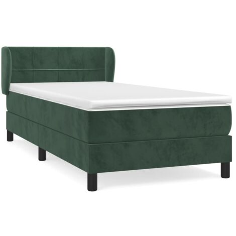 Lit simple，Lit adulte，Sommier à lattes de lit et matelas Vert foncé 80x200 cm Velours CFW9534940