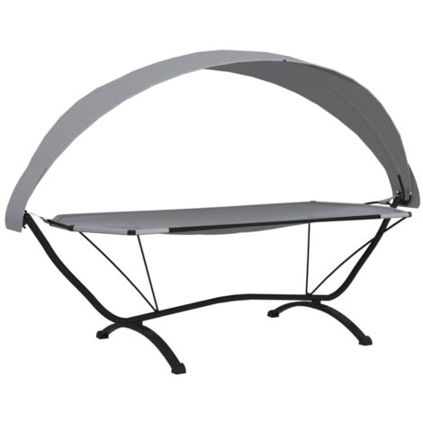 Lit simple，Lit de repos d'extérieur avec auvent Gris Acier et tissu Oxford CFW52130
