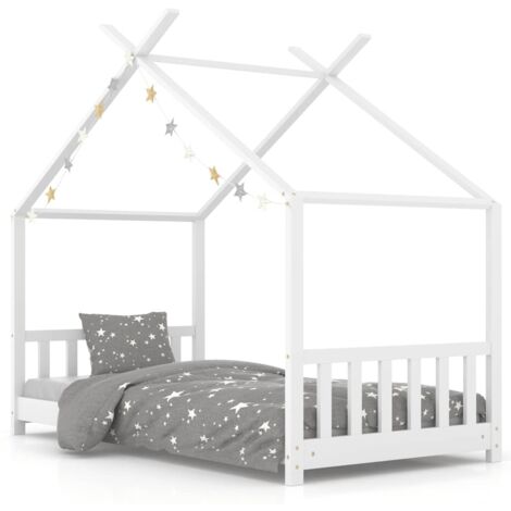 Lit Simple，Lit enfant，Cadre de lit d'enfant Blanc Bois de pin massif 80x160 cm CFW8962257