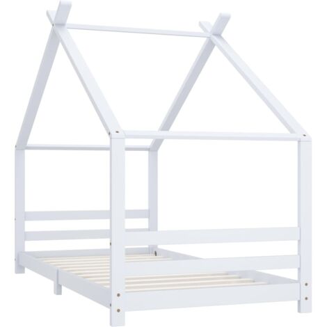 Lit Simple，Lit enfant，Cadre de lit d'enfant Blanc Bois de pin massif 90x200 cm CFW3472763