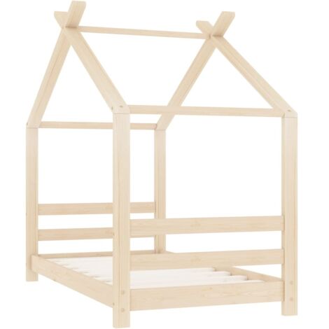 Lit Simple，Lit enfant，Cadre de lit d'enfant Bois de pin massif 70x140 cm CFW6210365