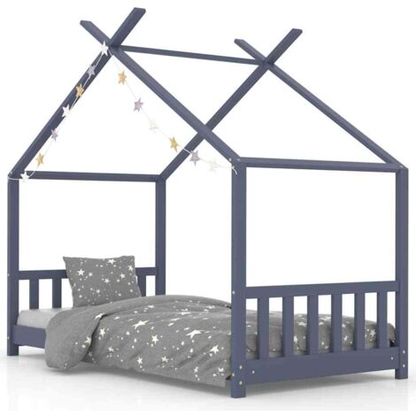 Lit Simple，Lit enfant，Cadre de lit d'enfant Gris Bois de pin massif 70x140 cm CFW6558652