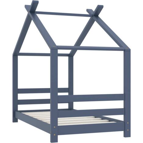 Lit Simple，Lit enfant，Cadre de lit d'enfant Gris Bois de pin massif 70x140 cm CFW6790893