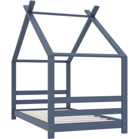 Lit Simple，Lit enfant，Cadre de lit d'enfant Gris Bois de pin massif 80x160 cm CFW3279640