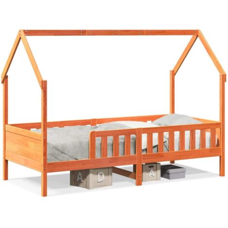 Lit Simple，Lit enfant，Cadre de lit d'enfants forme de maison sans matelas pin CFW2027294