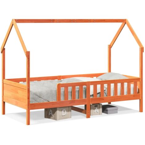 Lit Simple，Lit enfant，Cadre de lit d'enfants forme de maison sans matelas pin CFW2387047