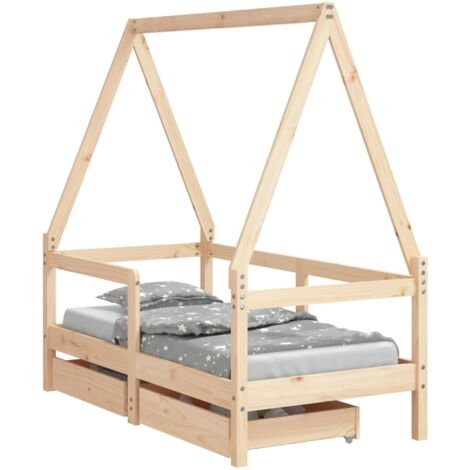 Lit Simple，Lit enfant，Cadre de lit enfant avec tiroirs 70x140 cm bois de pin massif CFW5442630