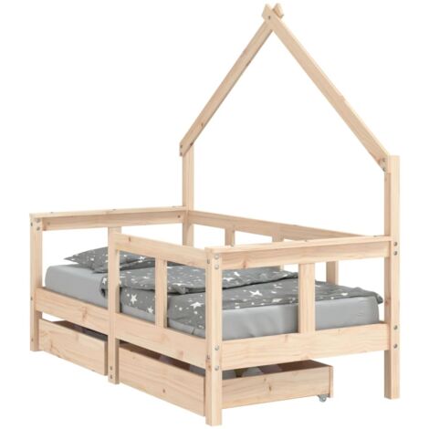 Lit Simple，Lit enfant，Cadre de lit enfant avec tiroirs 70x140 cm bois de pin massif CFW6857268