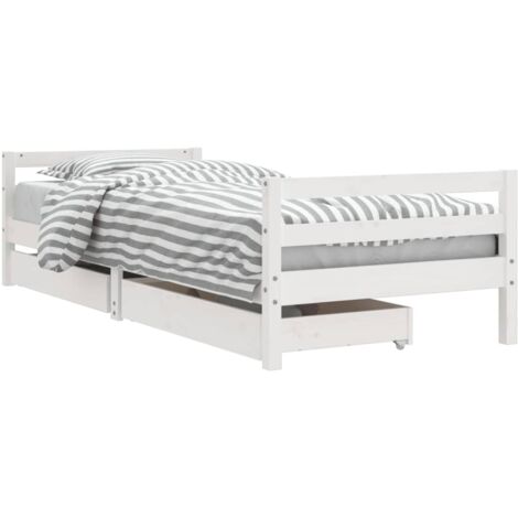 Lit Simple，Lit enfant，Cadre de lit enfant tiroirs blanc 80x200 cm bois de pin massif CFW7217575