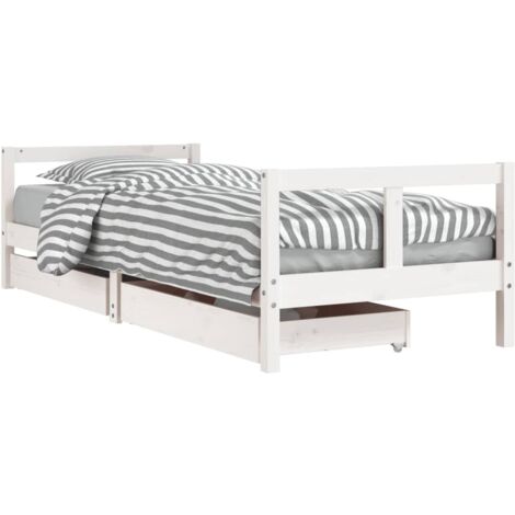 Lit Simple，Lit enfant，Cadre de lit enfant tiroirs blanc 80x200 cm bois de pin massif CFW8560634