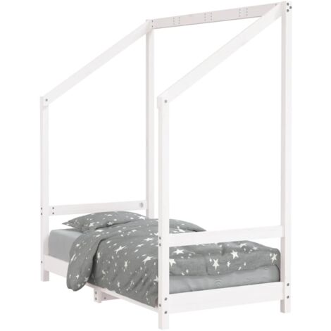 Lit Simple，Lit enfant，Cadre de lit pour enfant blanc 70x140 cm bois de pin massif CFW4169034