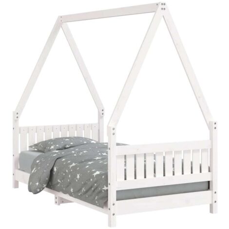 Lit Simple，Lit enfant，Cadre de lit pour enfant blanc 80x160 cm bois de pin massif CFW9530475