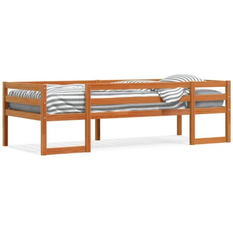 Lit Simple，Lit enfant，Cadre de lit pour enfants sans matelas cire marron 90x200 cm CFW1072886