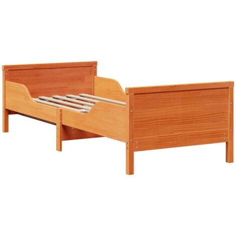 Lit simple，Lit extensible pour enfants Marron cire 80 x 130 / 165 / 200 cm