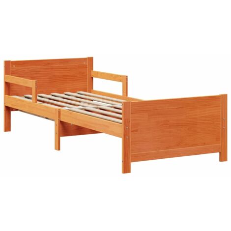 Lit simple，Lit extensible pour enfants Marron cire 80 x 130 / 165 / 200 cm