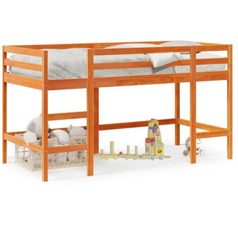 Lit simple，Lit mezzanine enfants avec échelle 90x190 cm bois de pin massif CFW90065