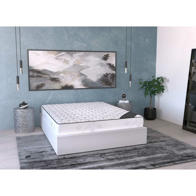 lit sommier relevable avec coffre en simili cuir blanc 140x190 cm lizban - blanc