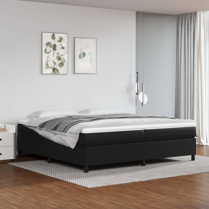 Vidaxl - Lit à sommier tapissier avec matelas Noir 200x200 cm Similicuir