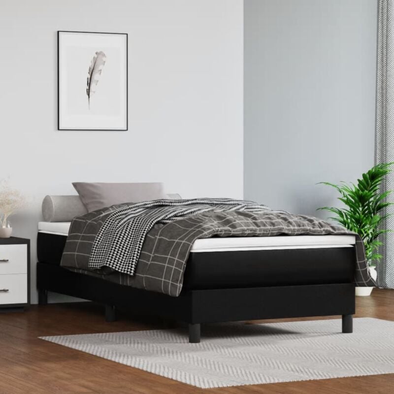 Vidaxl - Lit à sommier tapissier avec matelas Noir 80x200cm Similicuir