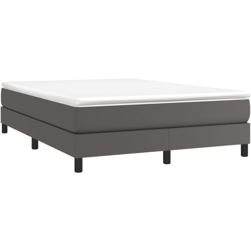 Sommier à lattes de lit avec matelas Gris 140x190 cm Similicuir vidaXL