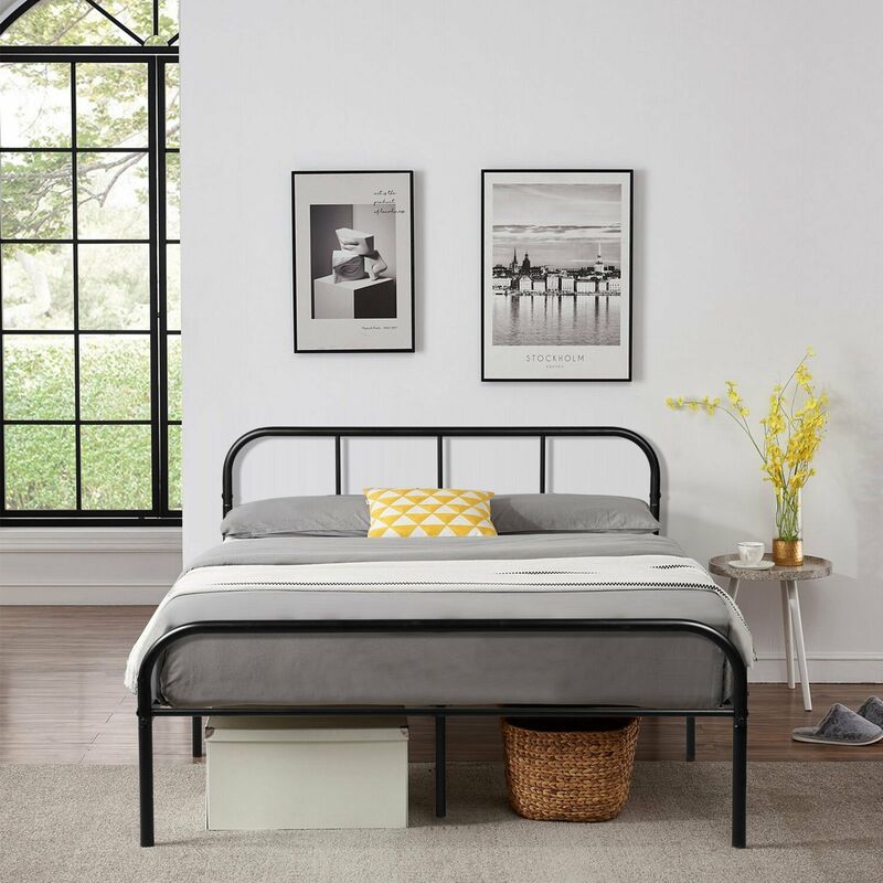 Lit Structure lit adulte 140x190 classique en métal design noir