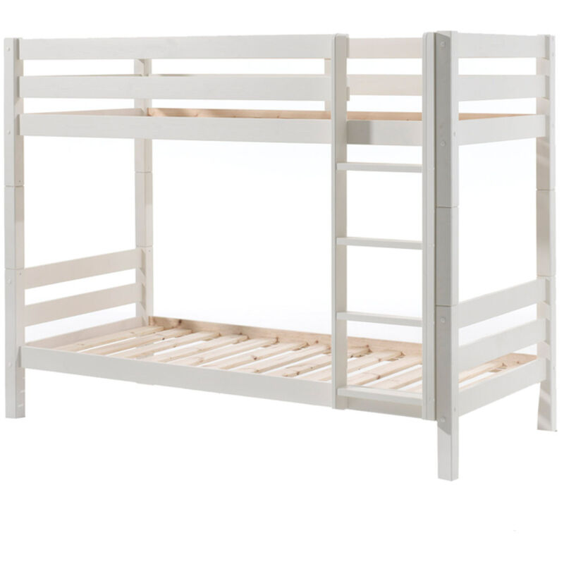 Lit superposé 90x200 pin massif blanc Pino H 160cm Lit superposé 90x200 pin massif blanc Pino H 160cm