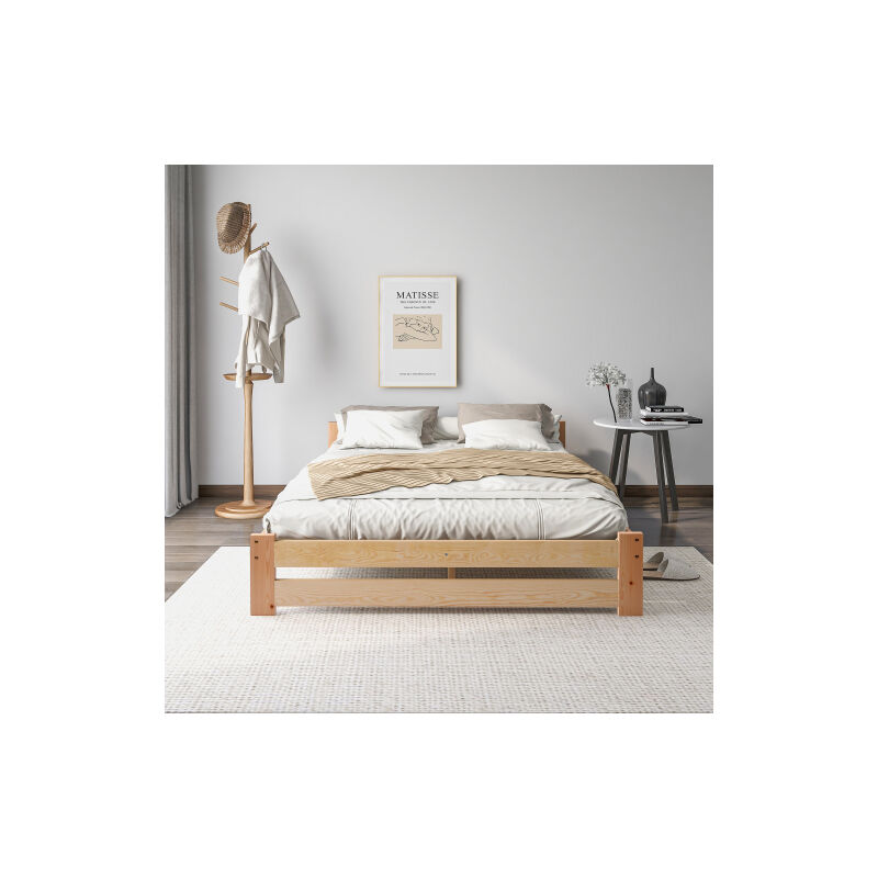 Lit superposé avec échelle, lit enfant, avec protection antichute et barrière, blanc (200x90cm)