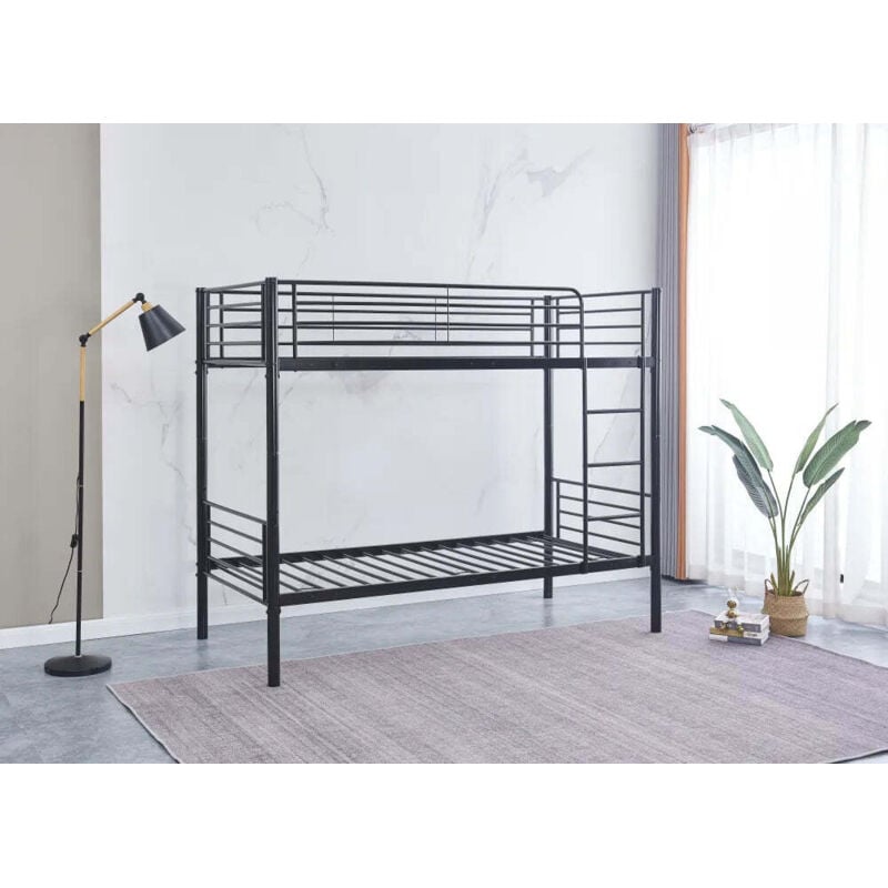 Homy France - Lit superposé Séparable métal luna 1+1 Blanc 90x190 cm