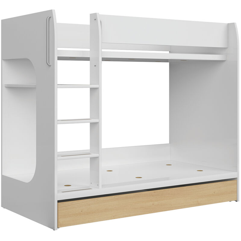 Petits-meubles - Lit superposé 80x180 sommier et tiroir inclus Pop Blanc